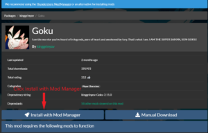 Click Install with Mod Manger to download Risk of Rain 2 Mods