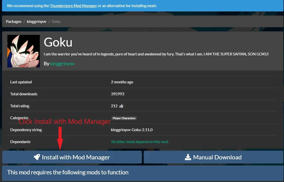 Click Install with Mod Manager to download Risk of Rain 2 Mods