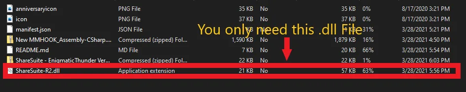 You only need the .dll File from the Mod folder to Manually Install the Mod 