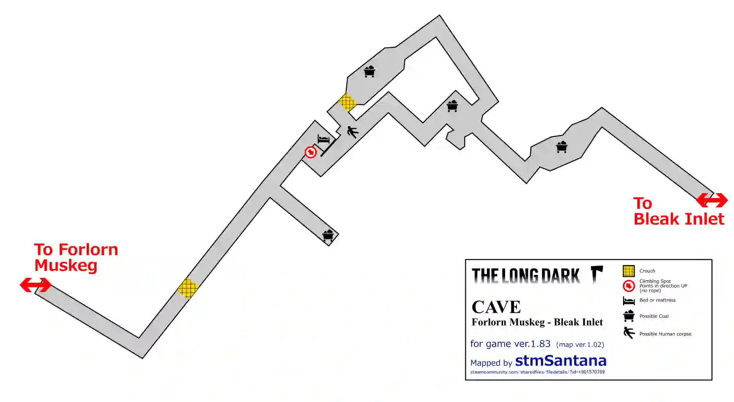 The Long Dark Cave from Forlorn Muskeg to Bleak Inlet with all the information.