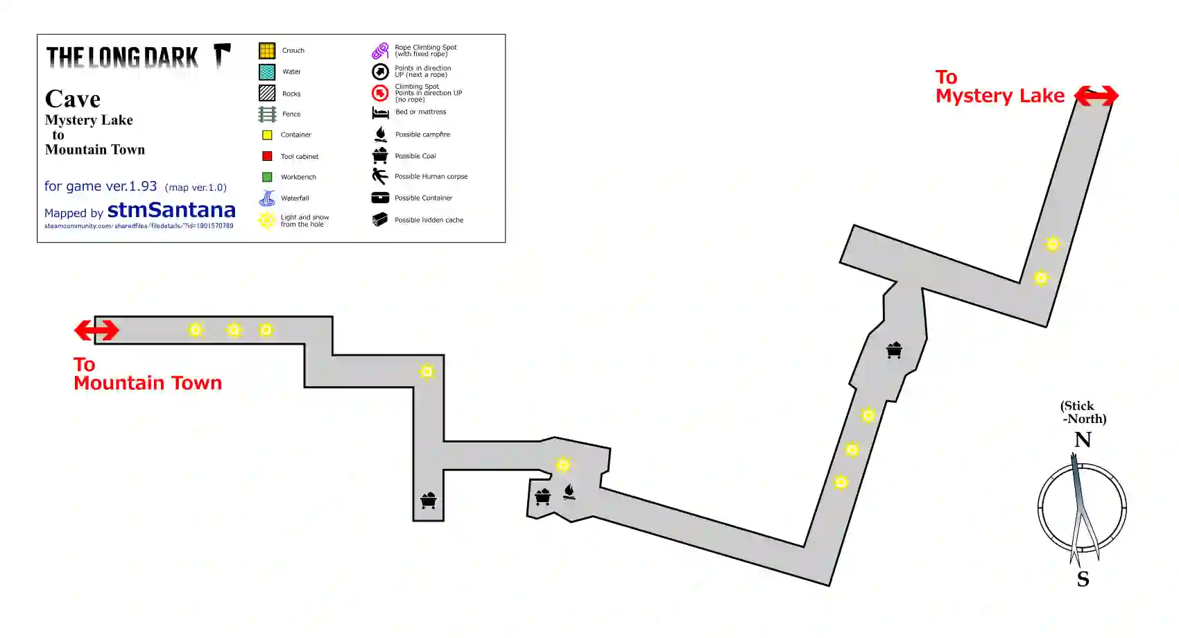 The Long Dark Cave From Mystery Lake to Mountain Town Map. Includes all information related to this region.