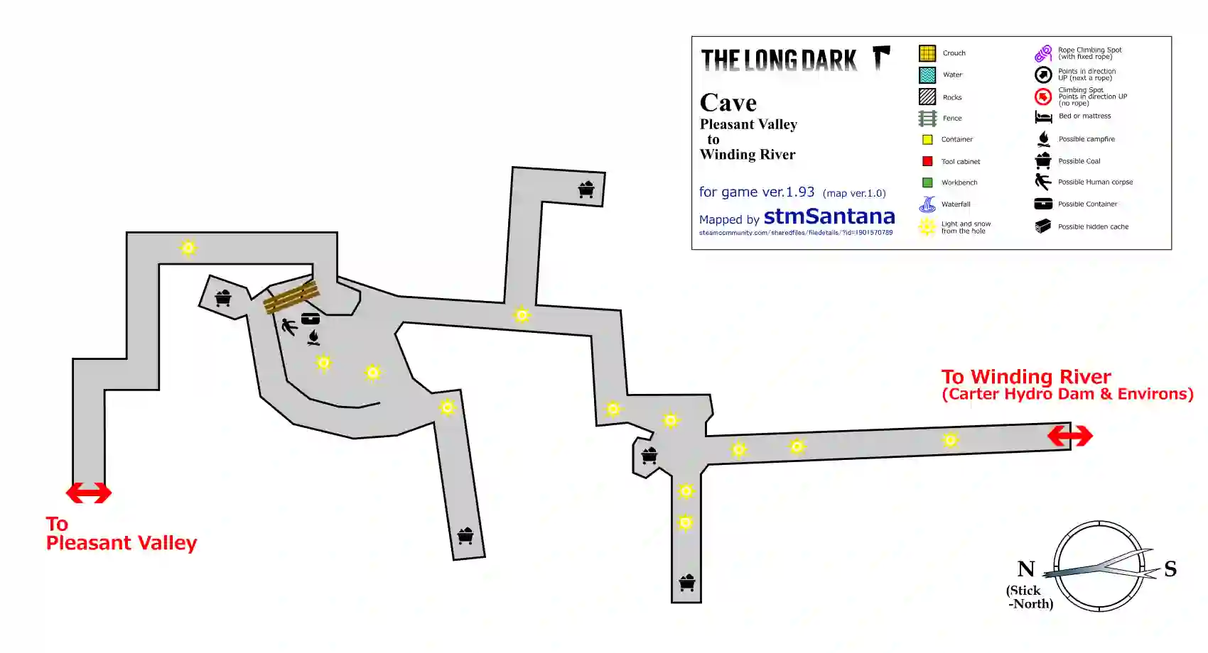 The Long Dark Pleasant Valley to Winding River Map, Including all information related to this region.