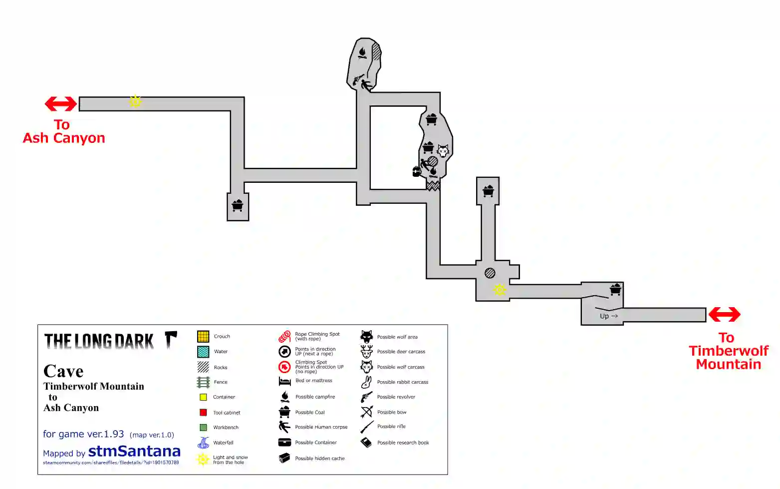 The Long Dark Cave from Timberwolf Mountain to Ash Canyon Map. Includes all information about this area.