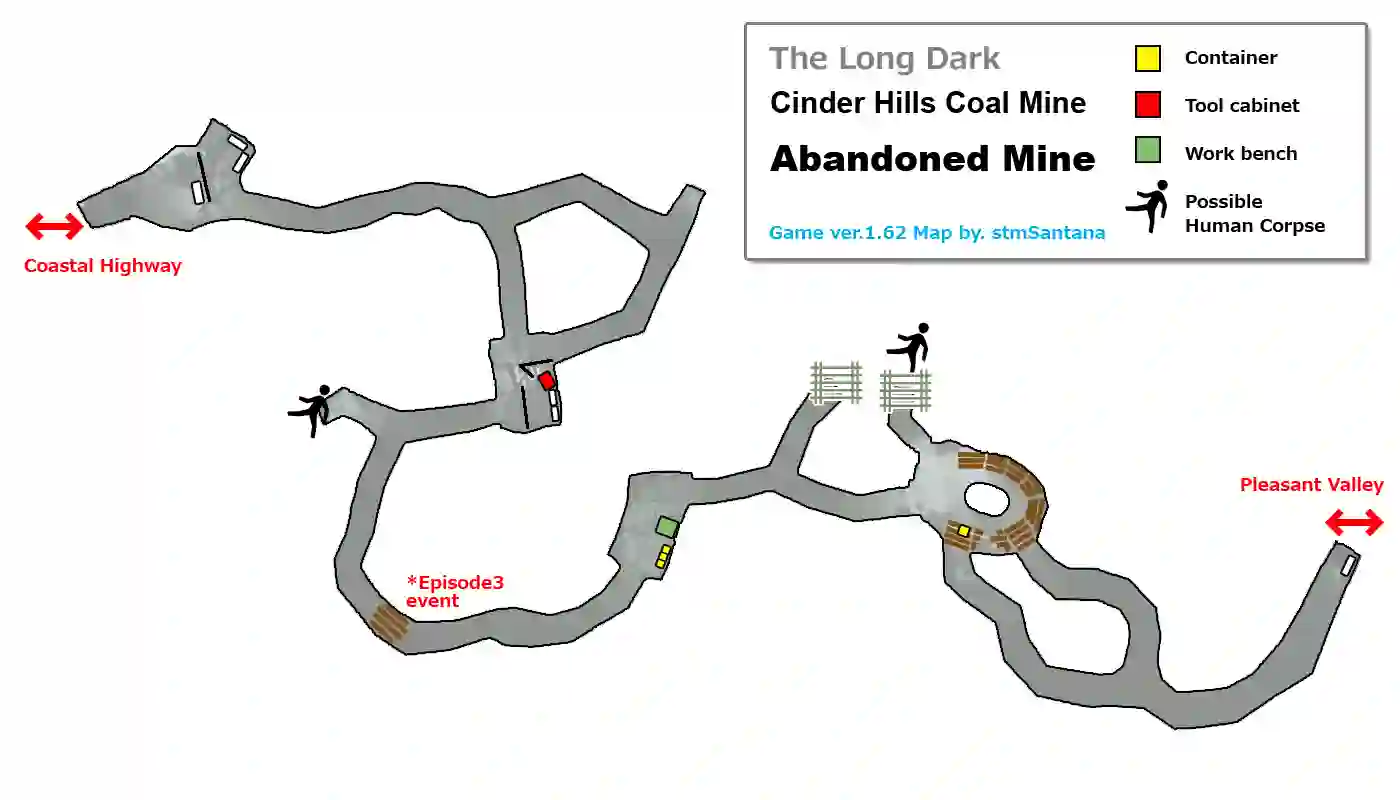 The Long Dark Cinder Hills Coal Min an Abandoned Mine from Coastal Highway to Pleasant Valley Map. Includes all information about this area.