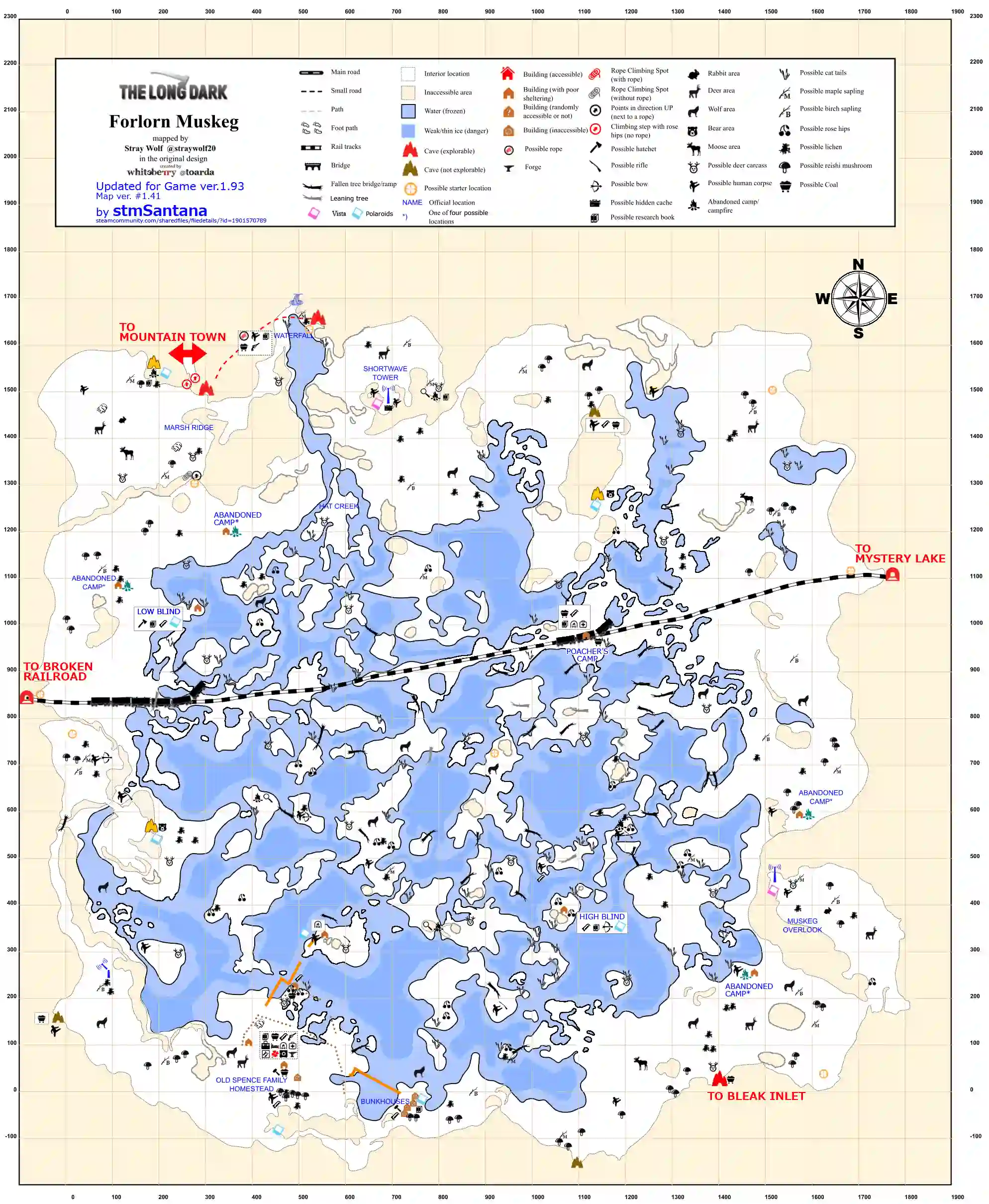 The Long Dark Forlorn Muskeg map, including all information needed for survival in Forlorn Muskeg.