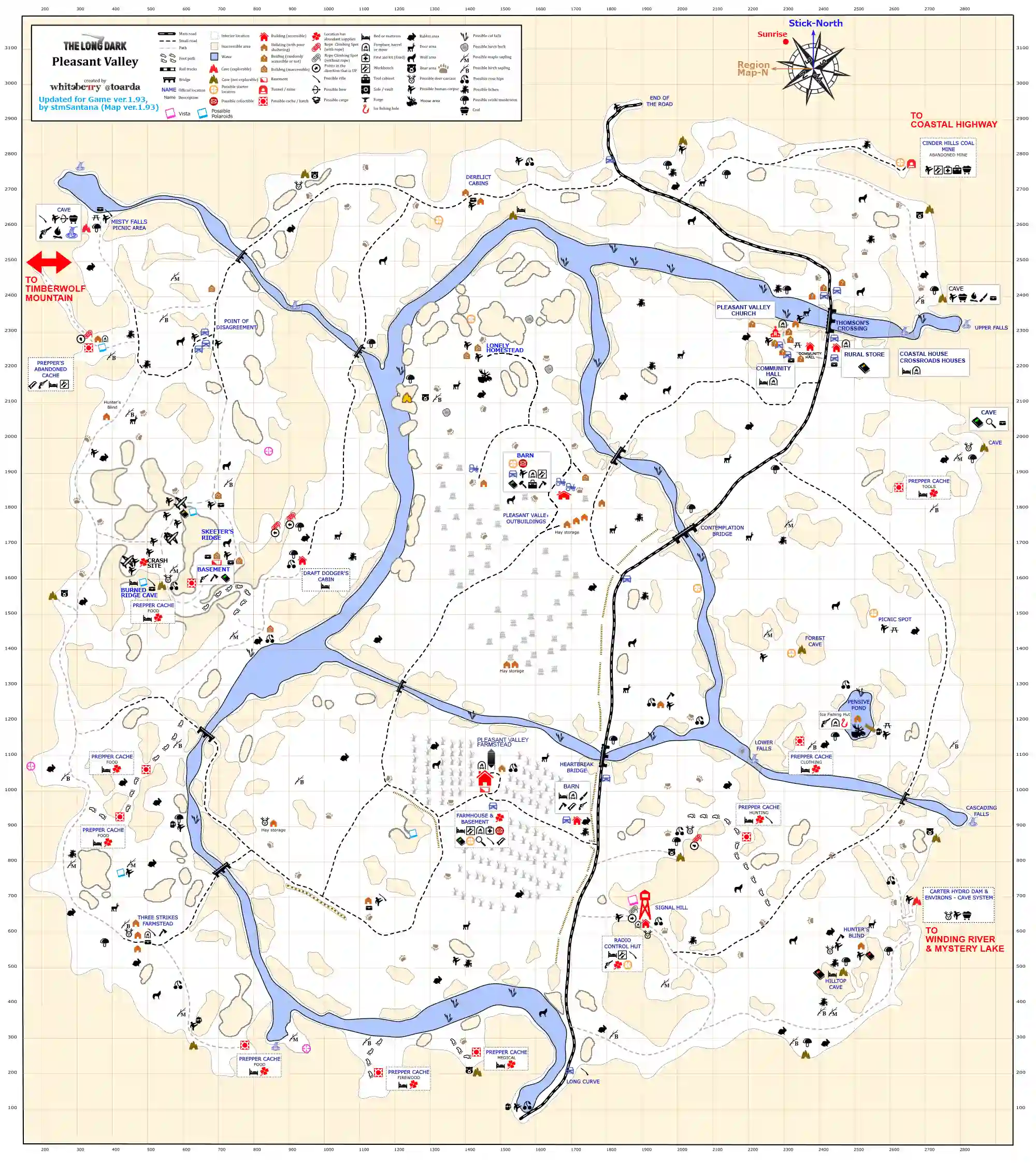 The Long Dark Pleasant Valley Map, includes enough information to survive in this region.