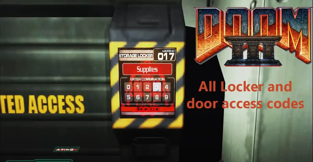 Storage Restricted area with access pad no 017 with written doom 3 all locker codes and door access codes.