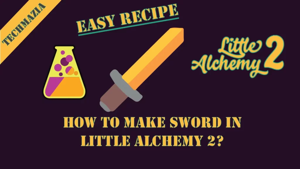 Cover image on How to make a sword in Little Alchemy 2? with a sword in the middle.