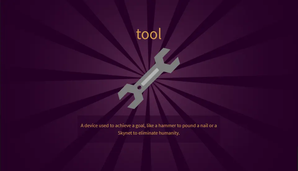 Tool in Little Alchemy 2. with the tool icon in the middle of the image.